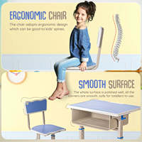Ensemble bureau et chaise pour étudiant à hauteur réglable Mobilier scolaire moderne pour salle de classe primaire secondaire et centre de formation