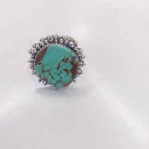 Anillo de piedras preciosas hecho a mano de Plata de Ley 925 y turquesa Navajo Vintage para mujeres y hombres, regalos de joyería Navajo - Product Image 1