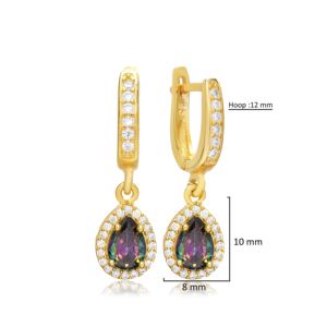 ต่างหูเพชรสวิสทรงลูกแพร์ทำด้วยมือสไตล์ตุรกีเครื่องประดับเงินสเตอร์ลิงสำหรับ925 - Product Image 4