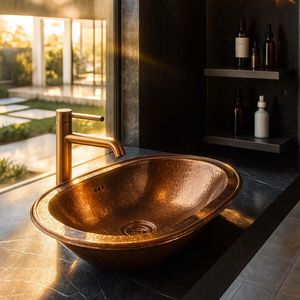 Exclusivo lavabo de cobre hecho a mano para cocinas de estilo rústico, que ofrece un diseño visual impresionante. - Product Image 6