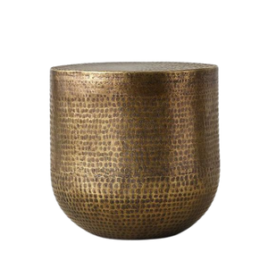 Meubles décoratifs de salon de luxe Table d'appoint à tambour martelé antique pour salon Table centrale en forme de tambour à vendre - Product Image 4