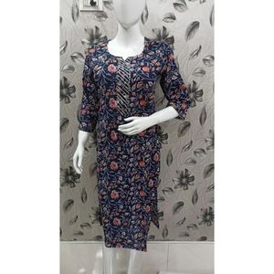 Ladies Jaipuri Cotton Floor-Length <b>Kurti</b> Elegant Trendy Office Lady Dress Breathable Feature ODM Supplied XS Size for Club Day - Product Image 2