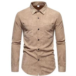 Chemises habillées en lin et polyester de haute qualité pour hommes, manches longues, col tournant et respirant, design tricoté et décontracté. - Product Image 1