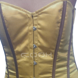Robe Corset Dorée en Satin Sur Mesure avec Baleines Marron, Bustier Sans Bretelles, Tenue Corset Moulante Tendance pour Femme - Product Image 6