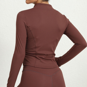 Veste de yoga pour femmes respirante et lavable, en spandex et polyester de haute qualité, fermeture éclair sur le devant, coupe-vent confortable, manches longues, pour la salle de sport et le fitness - Product Image 2