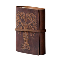 Carnet en cuir marron 5x7" avec gaufrage Arbre de Vie Mère Terre, Organiseur personnel, Agenda de bureau, Bloc-notes, Idéal pour offrir, Al-Amir