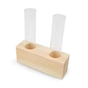 Jarrón de Vidrio Moderno de Alta Calidad, de Bambú y Madera, Elegante para Mesa, con Acabado Natural, Diseño Simple para Fines Decorativos - Product Image 1