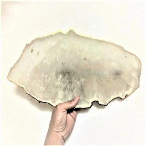 Vente en gros de quartz naturel sel agate plateau avec bord or grandes tranches blanches pierres de guérison cristaux de service - Product Image 1