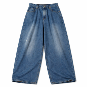 Jean baggy en denim 100 % coton pour homme, coupe extra large, ample, délavé clair, teint en pièce, pantalon décontracté OEM - Product Image 1