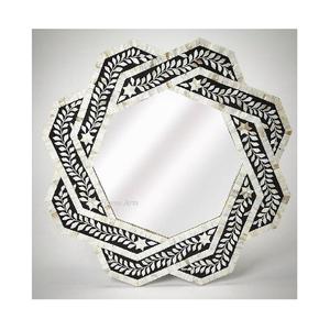 Cadre de miroir en bois de taille personnalisée de forme ronde avec incrustation d'os cadre de miroir suspendu au mur de bonne qualité - Product Image 6