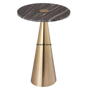 Nouvelle arrivée, table d'appoint ronde en aluminium, base en marbre noir, finition brillante, élégante, vente chaude, meubles pour la maison - Product Image 3