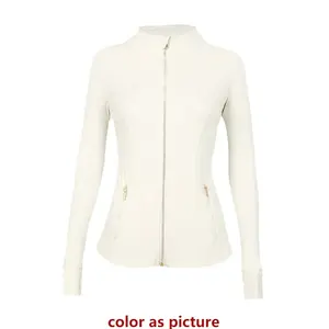 <b>Women's</b> Long Sleeve Fitness Sports Jacket Quick Dry Gym Yoga Top with Sunscreen Zip Front Jersey Tank Tops - Product Image 4