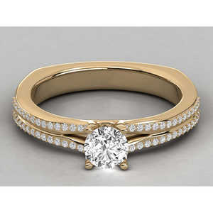 Bague solitaire en or 14 carats avec diamant cultivé, bijoux élégants et luxueux - Product Image 3