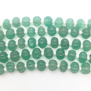 Hebras de cuentas de calabaza de piedras preciosas de cuarzo de fresa verde facetado natural - Product Image 6