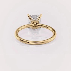 IGI Certified Princess Shape Lab Created Diamond Engagement <b>Ring</b> 9K White / Yellow & Rose Gold Hidden Halo Bridal <b>Ring</b> - Product Image 3