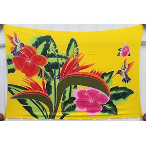 Sarongs hawaïens peints à la main en rayonne de qualité supérieure, paréo, vente en gros personnalisée, vêtements de plage, couverture, îles du Pacifique, HPMU013-02-180 - Product Image 1