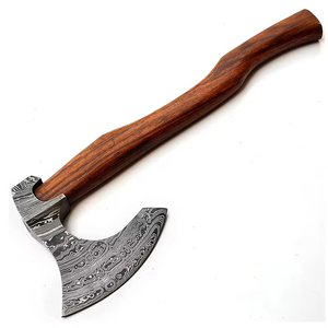 Hacha de caza Tomahawk de Damasco hecha a mano de alta calidad, mango de madera forjado a mano con Funda de cuero - Product Image 1