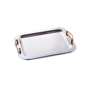 Bandeja DE SERVICIO DE ACERO INOXIDABLE plateada con acabado pulido de espejo Serveware moderno para hoteles y restaurantes - Product Image 6