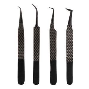 Pince à cils enduite de couleur noire de meilleure qualité Ensemble de 4 pinces à cils Outils de beauté personnalisés par Credible Surgical - Product Image 1