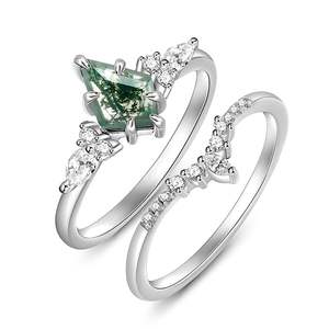 Anillo de Compromiso Jeulia Vintage con Ágata Musgosa en Plata de Ley - Product Image 2