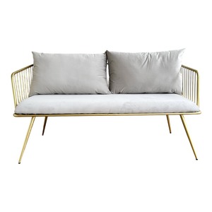 Modern 2-Seater Iron Frame Patio <b>Bench</b> with Fabric <b>Cushion</b> for Outdoor Dining or Villa SFB68070 - Product Image 3