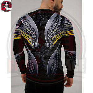 Couleurs unies Confortable Nouveau Premium Logo personnalisé Hommes MMA Fitness Séchage rapide Lavé Manches longues Rash Guard Tissu 220g - Product Image 4
