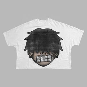 Camiseta de hombre con bordado personalizado lavado con ácido 250 Gsm 100% algodón ropa informal de gran tamaño estilo Hip Hop camiseta - Product Image 3