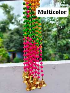 พวงมาลัยปอมปอมปอมหลากสีห้อยกับระฆังตกแต่งบ้านทำด้วยมือของตกแต่งคริสมาสต์ของอินเดียงานแต่ง Diwali - Product Image 6