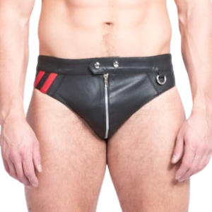 Leather Jock Strap <b>Black</b> Faux Leather One Size Fetish Clubwear Underwear - Product Image 1
