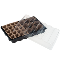 Kit de démarrage pour semis en plastique biodégradable, 20 alvéoles, noir transparent, pots de serre rectangulaires pour plateaux de pépinière