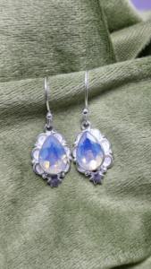 Exclusive Handmade 925 Sterling Silver <b>Earrings</b> with Opal Gemstone Teardrop Design Jewelry For Her - Product Image 5