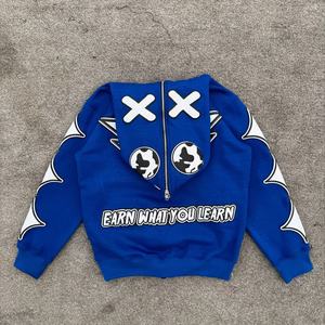 เสื้อมีฮู้ดแบบรูดซิปสำหรับผู้ชายผ้าคอตตอน100% 300กรัมแห้งเร็วกันรอยย่นผ้าฟลีซพิมพ์ลายสตรีทแวร์สไตล์ผู้ชายมาใหม่2025 - Product Image 2