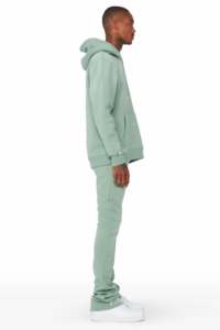 2023 Custom Men's Plus Size Thermal Flared Jogger Set <b>Slim</b> Fit Streetwear Stacked Vintage Two-Piece Breathable Plus Size - Product Image 3