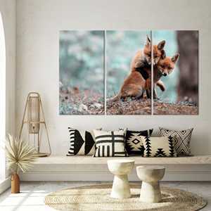 Obra de arte impresa en lienzo: Arte de zorro adorable para amantes de los zorros, 3P: Enmarcado tipo galería - Product Image 1