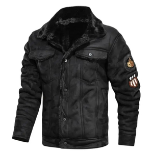 Veste en cuir Streetwear de créateur surdimensionné avec fermeture éclair pour homme - Product Image 3