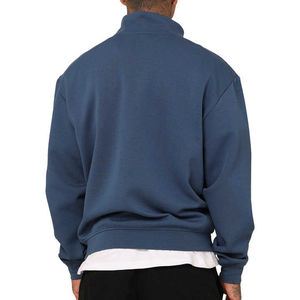 2025 último diseño logotipo personalizado francés Terry gran tamaño cuarto cremallera sudadera hombro caído invierno bordado sudadera - Product Image 4