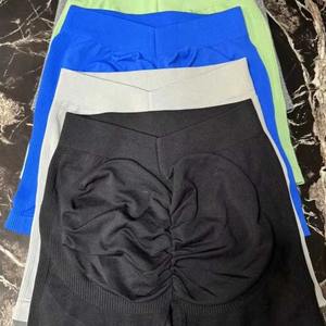 Pantalones cortos de yoga Nylon Entrenamiento Pantalones cortos para correr LOGO 10 colores V-cintura Gimnasio Fitness Sin costuras Scrunch Butt Sports Shorts 3 Push up - Product Image 2