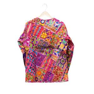 Veste Banjara brodée à séchage rapide en coton pur fait main pour femmes, style vintage floral matelassé, automne-hiver, A2ZCraftBazar - Product Image 6