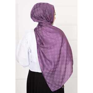 Hijab à motif à carreaux lilas, voile et masque de protection solaire - Product Image 4
