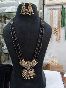 El juego de collar antideslustre más antiguo con cuentas de Kundan y gotas de perlas Meenakari para apariencia nupcial, producto indio de joyería a granel - Product Image 3