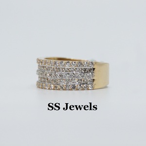 แหวนหมั้นงานแต่งงานสีเงินสเตอริงสำหรับทุกเพศวง9.5มม. คู่กับเพชรโมอิสซาไนต์ VVS - Product Image 3