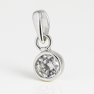 Pendentif minimaliste en argent sterling 925 pour tous les jours, mariage, charme fin, serti de zircon cubique, plaqué rhodium, 14x5 mm, Rhaya - Product Image 1