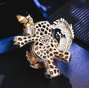 天然ダイヤモンド,カスタム漫画ペンダント3インチ925シルバーメッキアイスアウト - Product Image 3