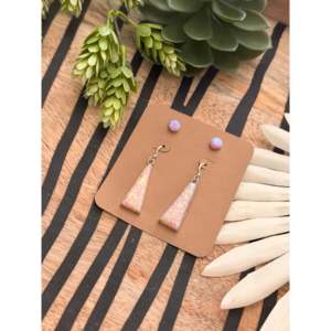 Navajo Opal & Emerald Quartz Dangle and <b>Stud</b> Earring Set 18K Gold Plated Vintage Style with Sterling <b>Silver</b> Gold Main Material - Product Image 3