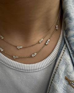 14K ลูกแพร์มาร์คีส์กลมตัดห้องแล็บปลูกเพชรสร้อยคอทองคำแท้18K สร้อยคอแต่งงานหรูหรา - Product Image 1