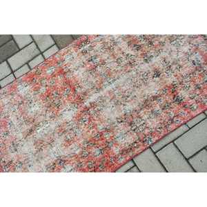 Alfombra Vintage, Alfombra Turca de 2.4x5.3 pies, Alfombra de Lana Roja con Diseño Floral - Product Image 5