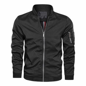 Autumn Men's Windproof Bomber <b>Jacket</b> <b>with</b> Custom Logo Embroidered Techniques Long Sleeve Casual Coat <b>with</b> Crew Neck - Product Image 5