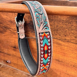 Top Quality Hand Carving and Tooling Cow Leather Soft Padded Dog Collar Best Indian Wholesale Manufacture Dog Uses Low Prices - Product Image 3