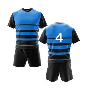 Conjunto de uniformes de rugby personalizados al por mayor para hombre, kit de tejido transpirable de secado rápido con Jersey y pantalones cortos, proveedor de ropa deportiva OEM - Product Image 1