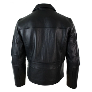 Esprit Genuine Leather Winter Biker Jacket Quilted Breathable Sherpa Zipper Closure Turndown Collar High <b>Street</b> Plain Dyed Black - Product Image 6